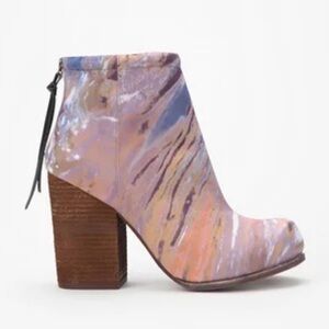 Jeffrey Campbell RUMBLE Watercolor Multicolor Marble Print Fab Anke Boots